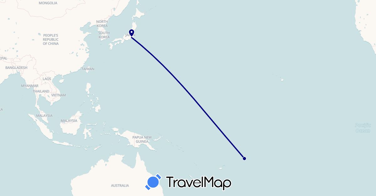 TravelMap itinerary: driving in Japan, Samoa (Asia, Oceania)